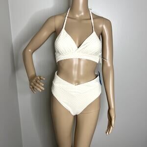 Cupshe Dot Textured High Waisted Bikini